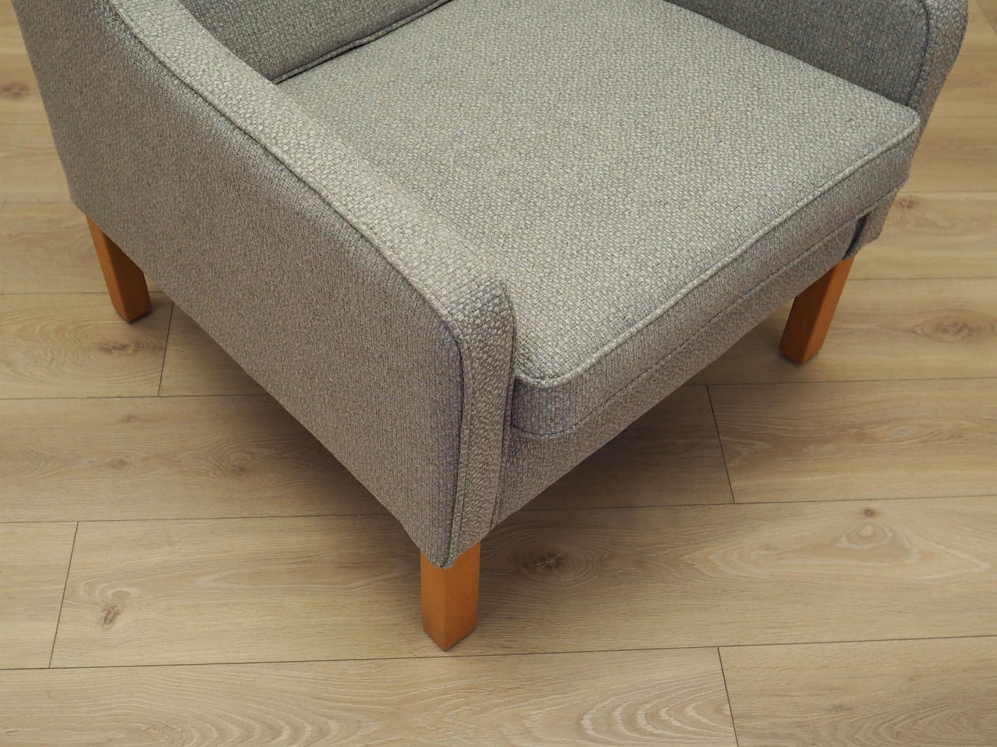 Vintage armchair beech wood textile grey 1970s 13