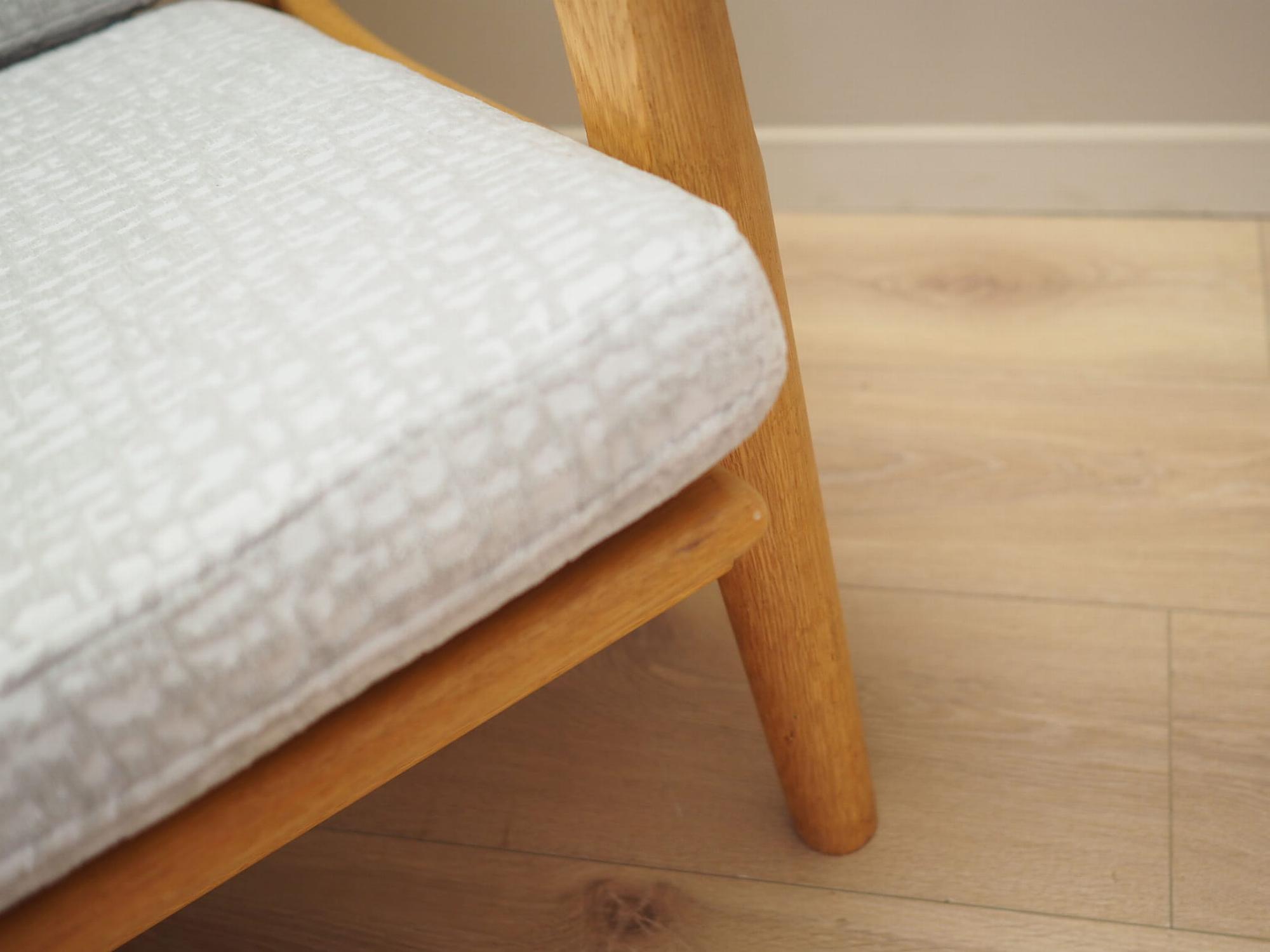 Vintage Sofa 3-seater Oak Wood Textile Grey 1960s 10