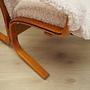 Vintage Sessel Textil Holz Creme 1970er Jahre 10