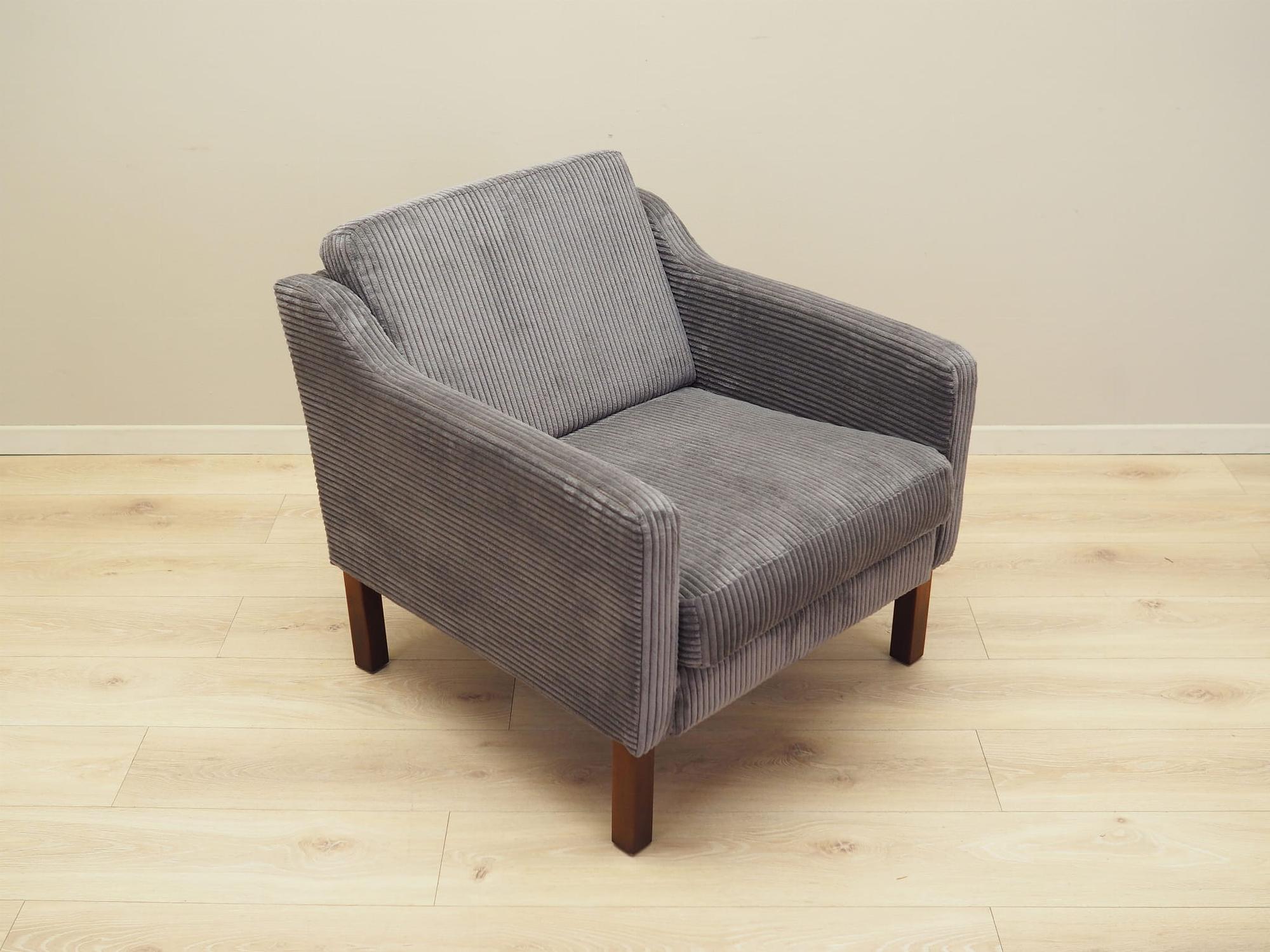 Vintage armchair beech wood velvet grey 1970s 10