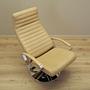 Armchair with footstool Leather Light Brown 1970s 10
