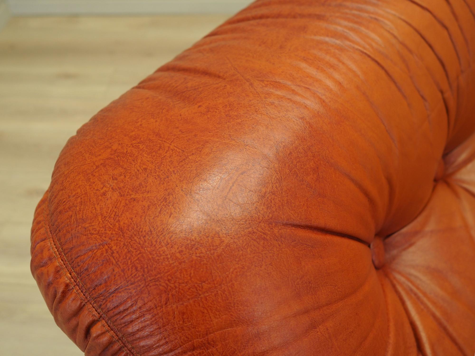 Sofa Leather Red 1970s 10