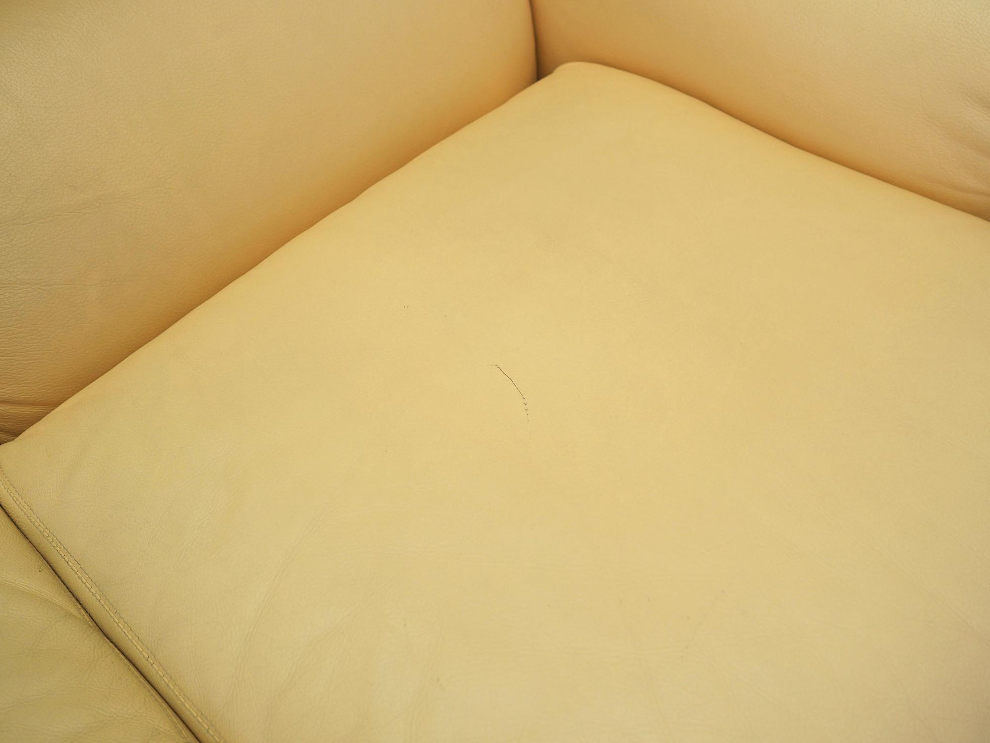 Sofa Leder Creme 1960er Jahre 12