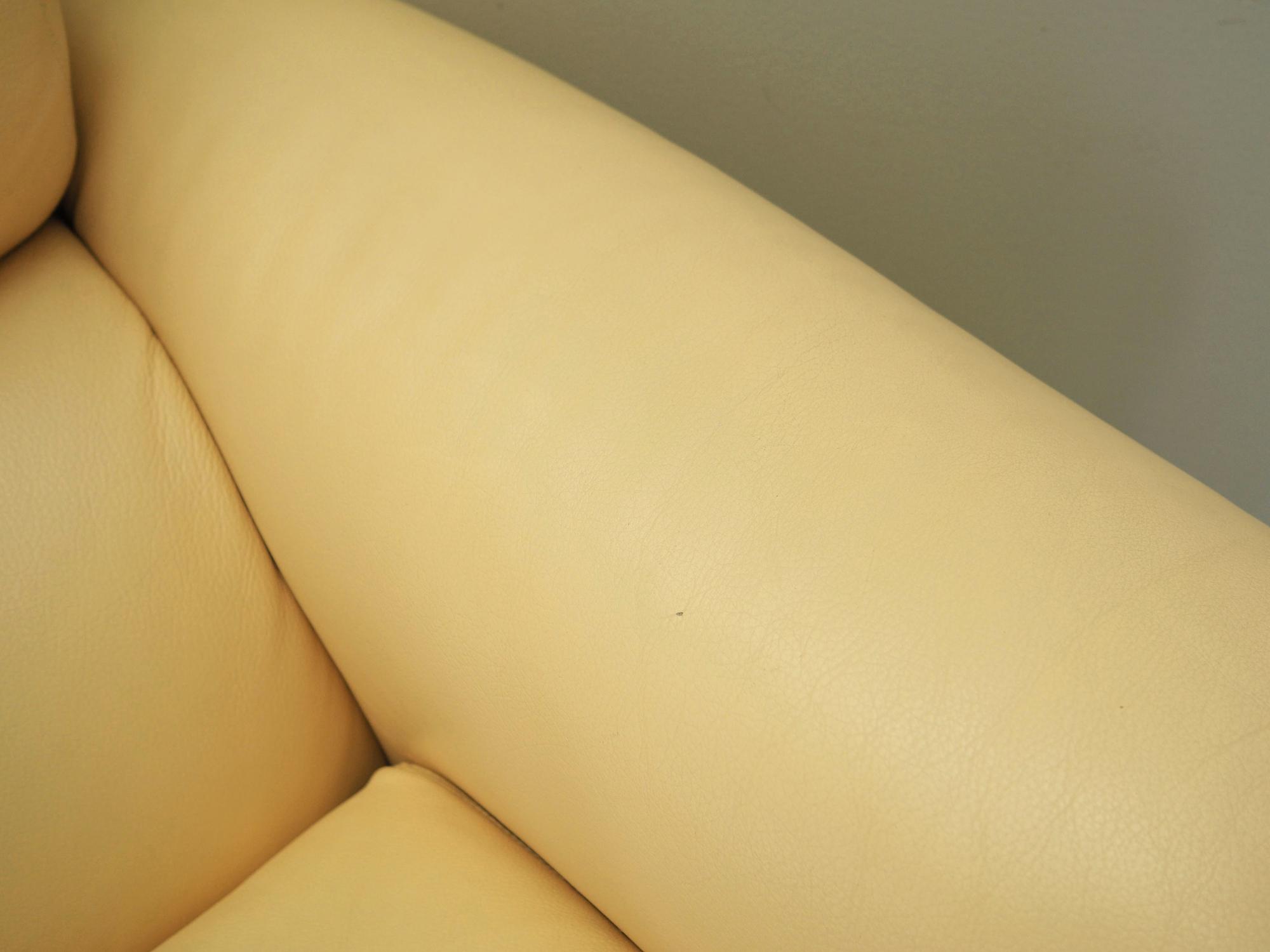 Sofa Leder Creme 1960er Jahre 13