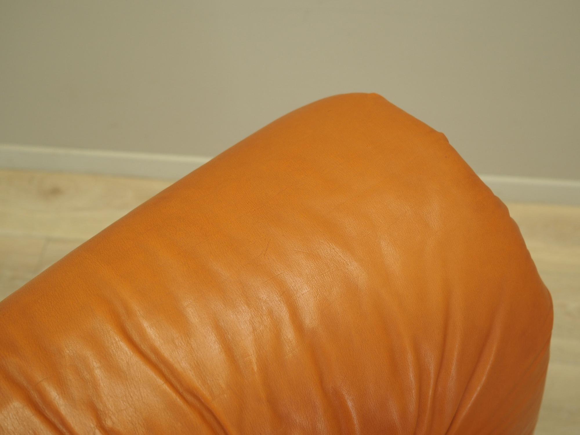 Sessel Leder Braun 1970er Jahre 11