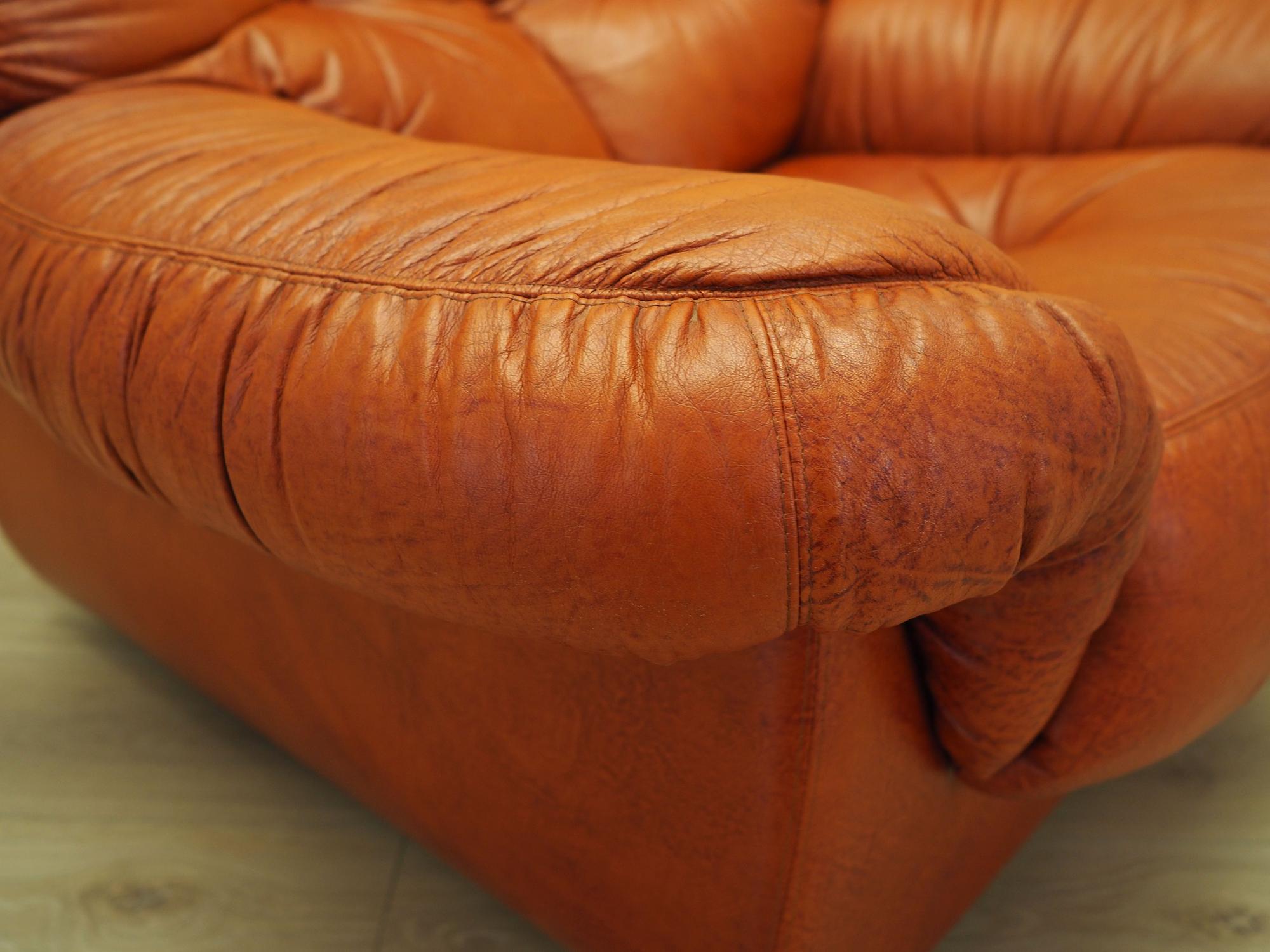 Sessel Leder Braun 1970er Jahre 11