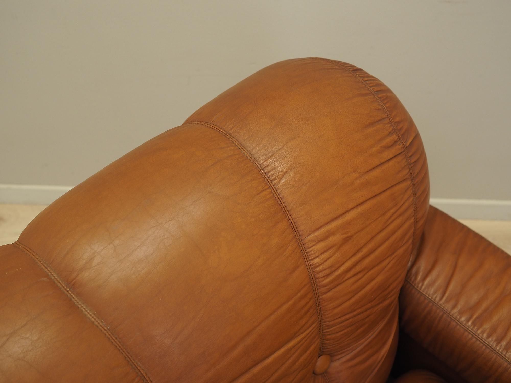 Sessel Leder Braun 1970er Jahre 11
