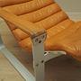 Lounge Chair Metal Leather Orange 1960s 11