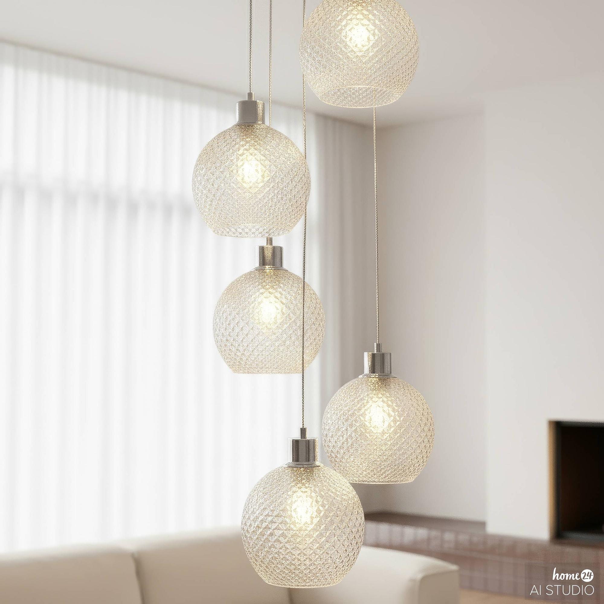 NADE pendant light 5-bulb glass iron 1