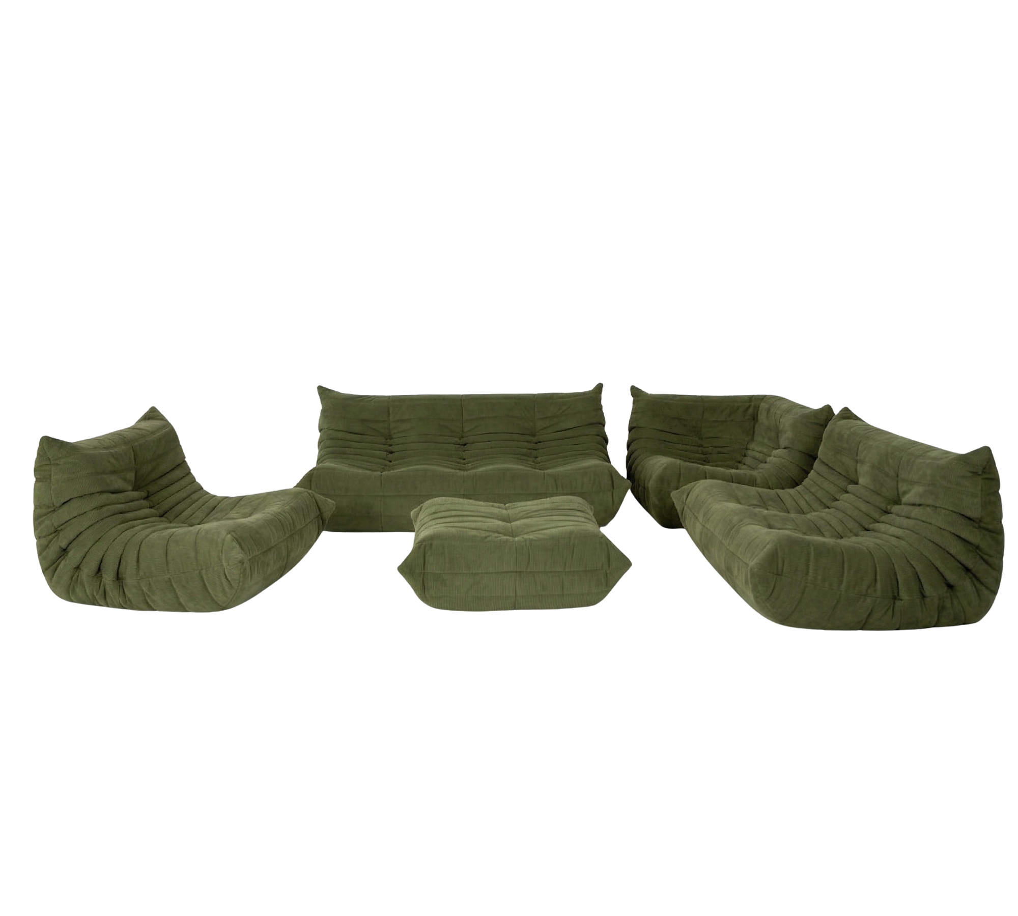 Togo Lounge-Set 5-teilig Cord Lodengrün 0