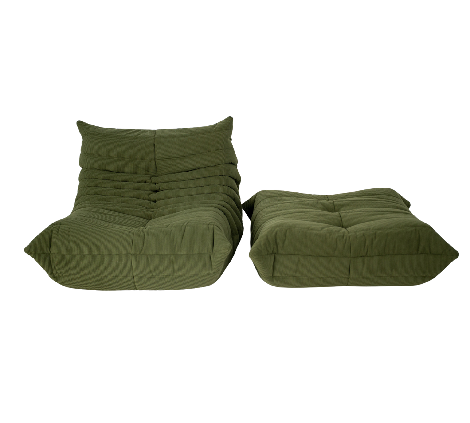 Togo Armchair and Ottoman Set Cord Sand Brown 2