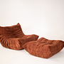 Togo Armchair and Ottoman Set Cord Sand Brown 0