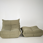 Togo Armchair and Ottoman Set Cord Sand Brown 0