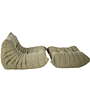 Togo Armchair and Ottoman Set Cord Sand Brown 2