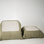 Togo Armchair and Ottoman Set Cord Sand Brown 5