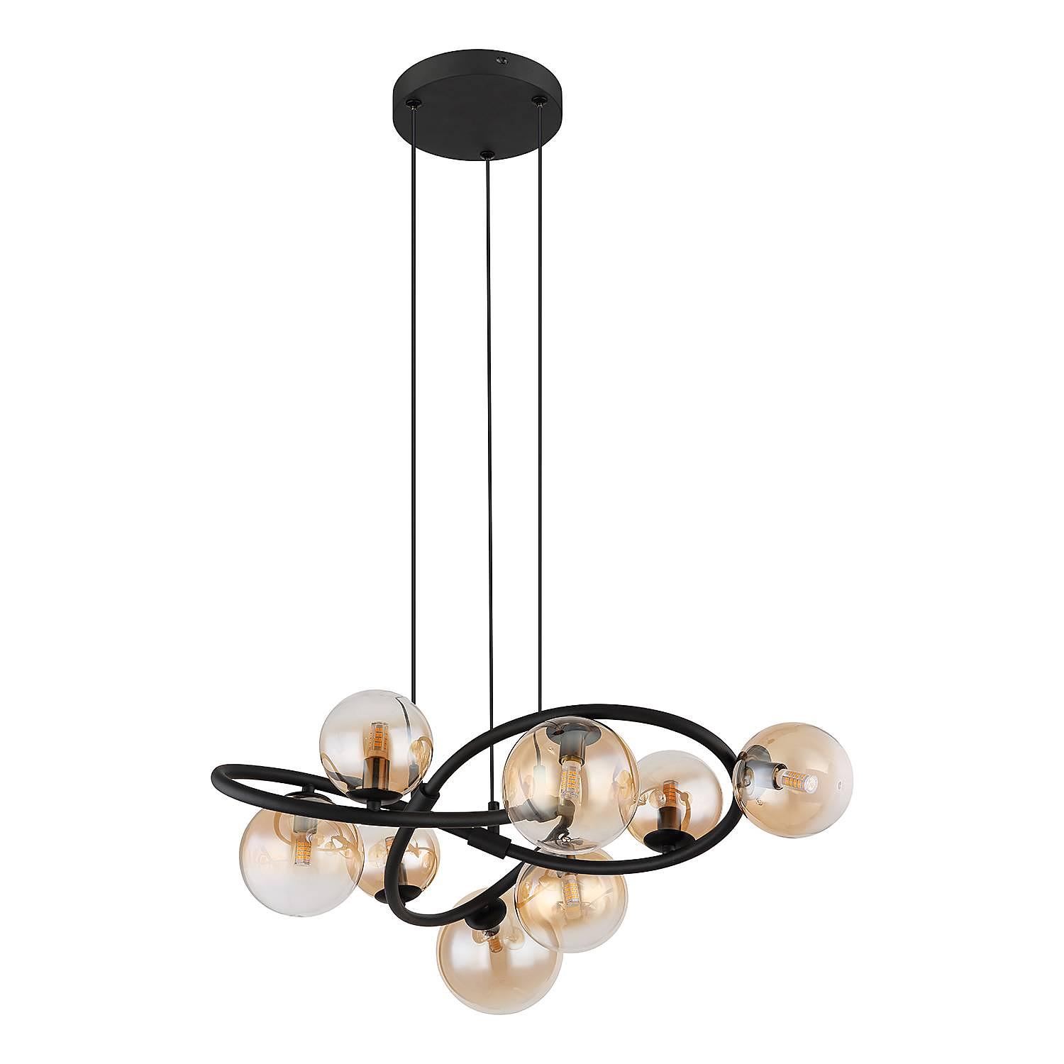 Tuberius LED-Pendelleuchte 8-flammig Farbglas Eisen 4