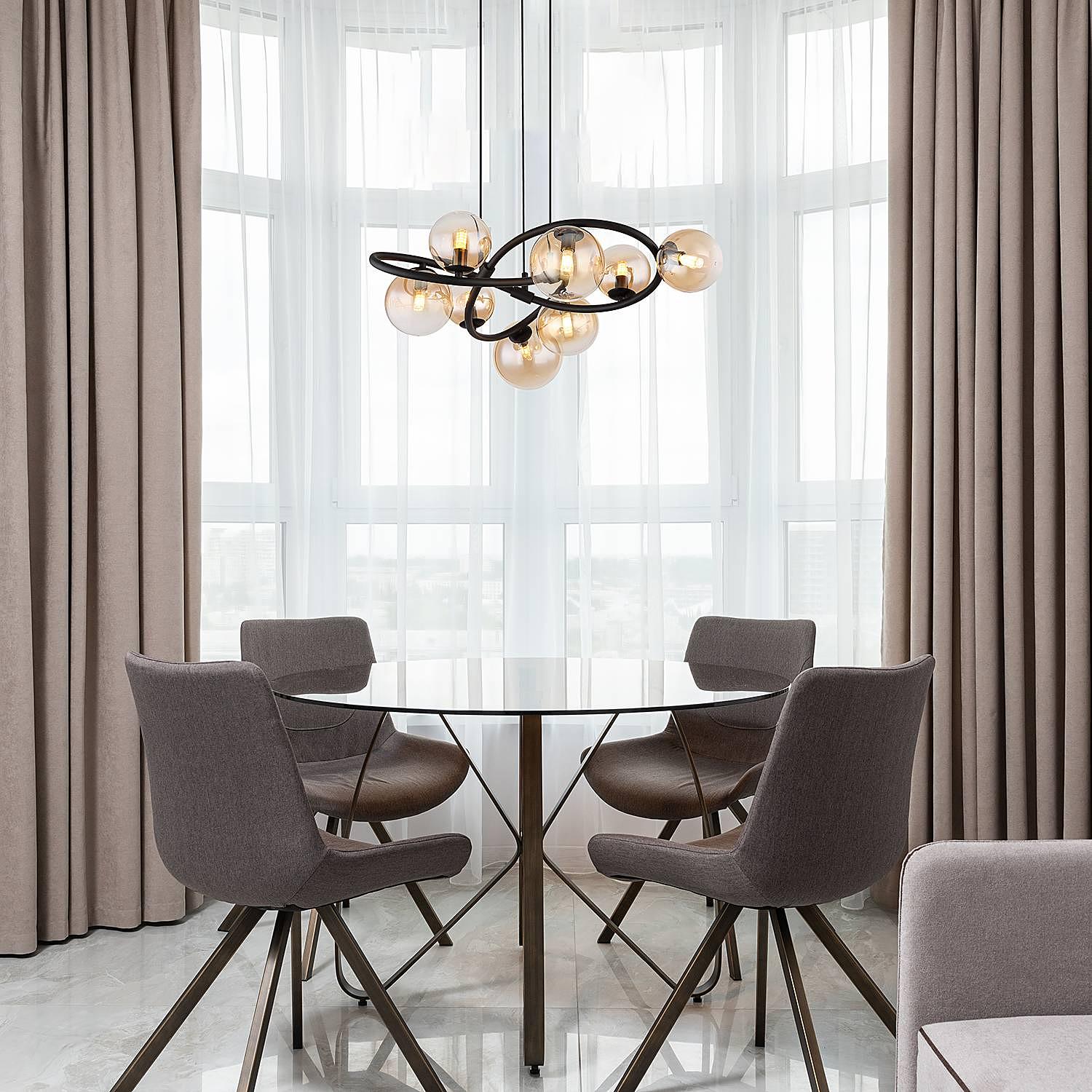 Tuberius LED-Pendelleuchte 8-flammig Farbglas Eisen 2