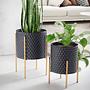 Blumentopf Otuto 2er Set Aluminium Schwarz 3