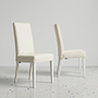 2x Teddy Dining Chair Faux Leather Wood White 1