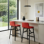 2x Bardot 0036 Wood Bar Stool Wood Leather Red 0