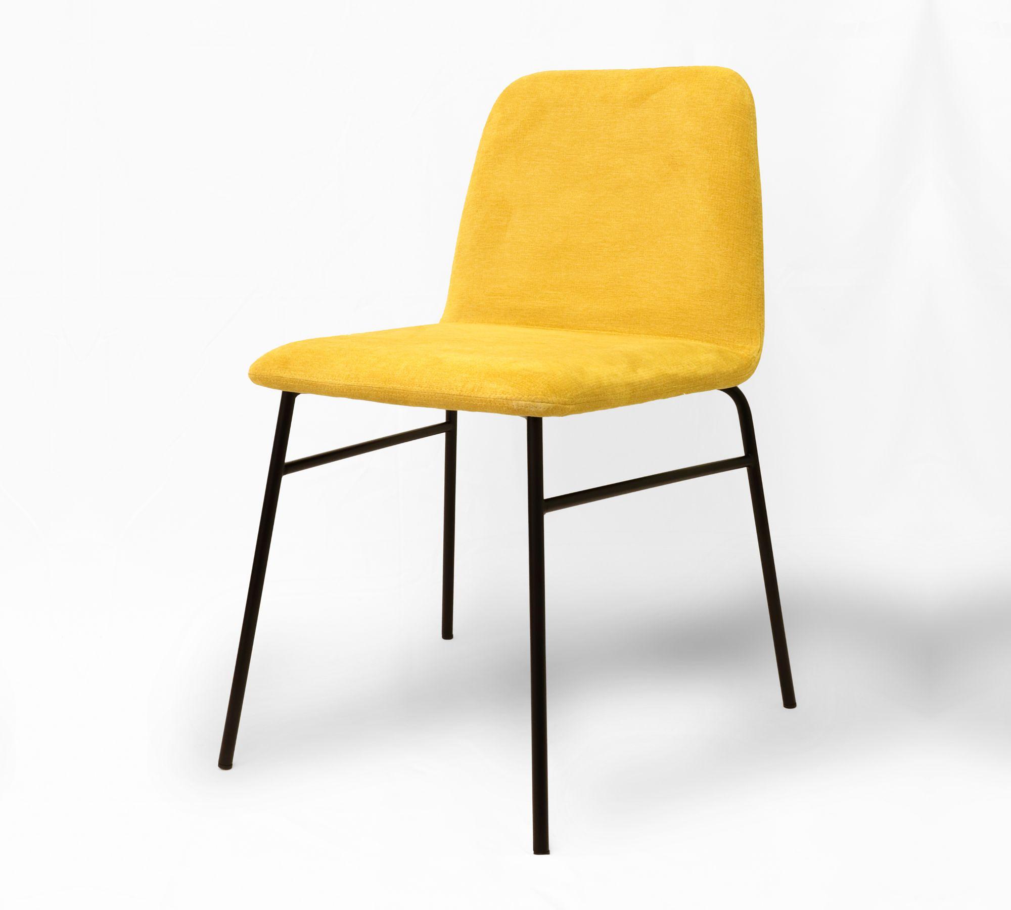 2x Bardot Chair Textile Metal Yellow 2