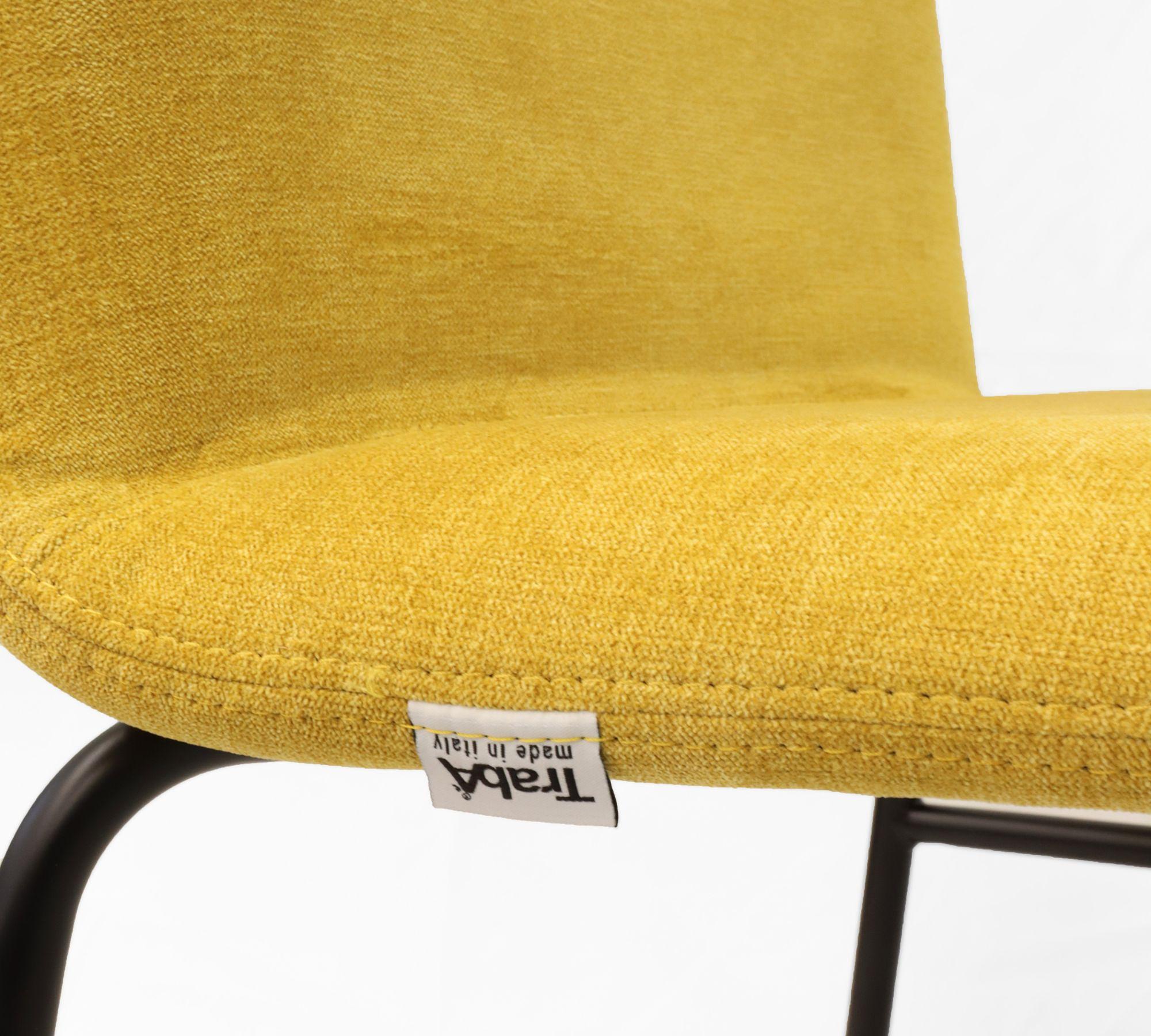 2x Bardot Chair Textile Metal Yellow 4
