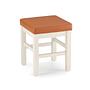 2x Square Stool Wood Faux Leather White 4