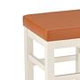 2x Square Stool Wood Faux Leather White 5