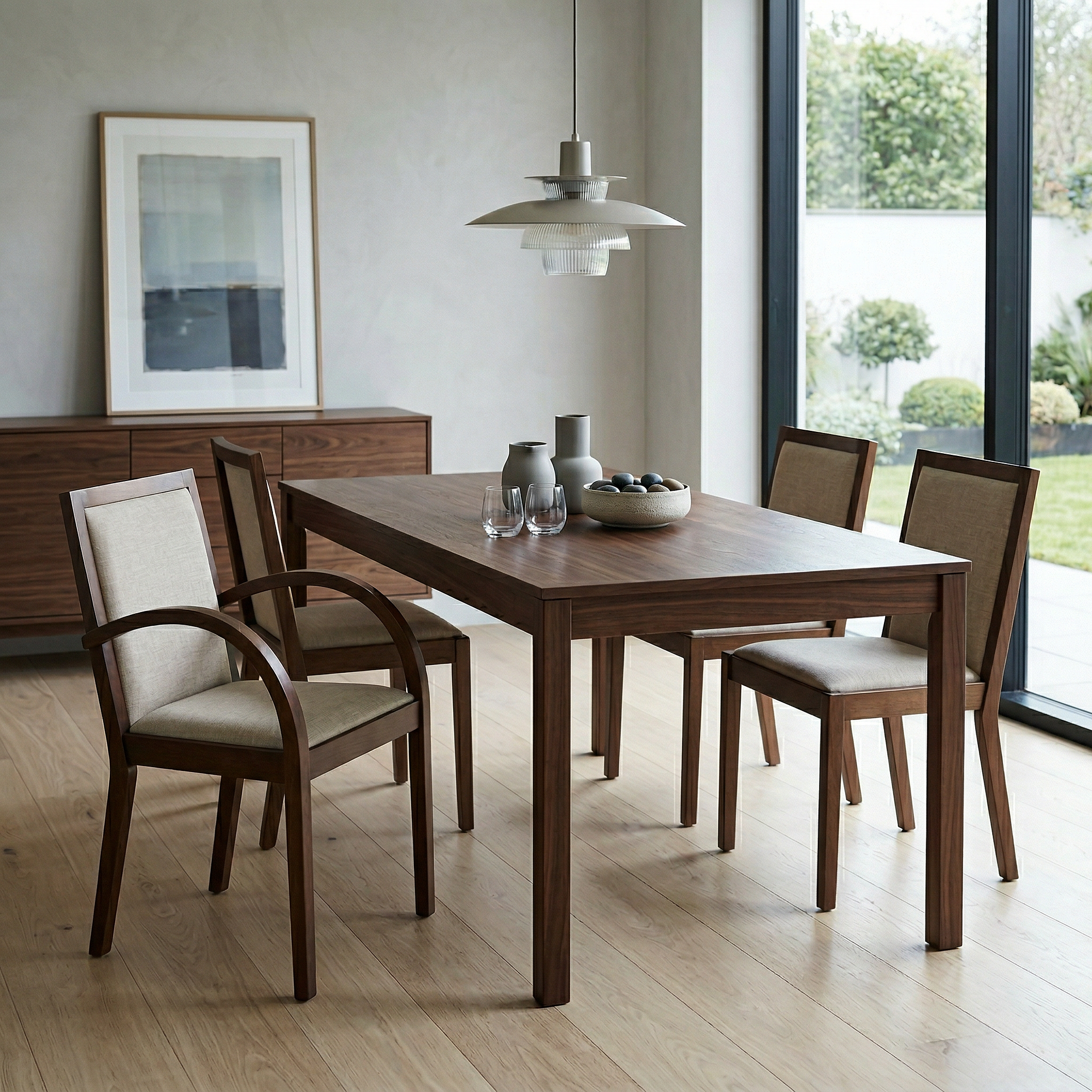 Luna Armchair Wood Textile Beige 0