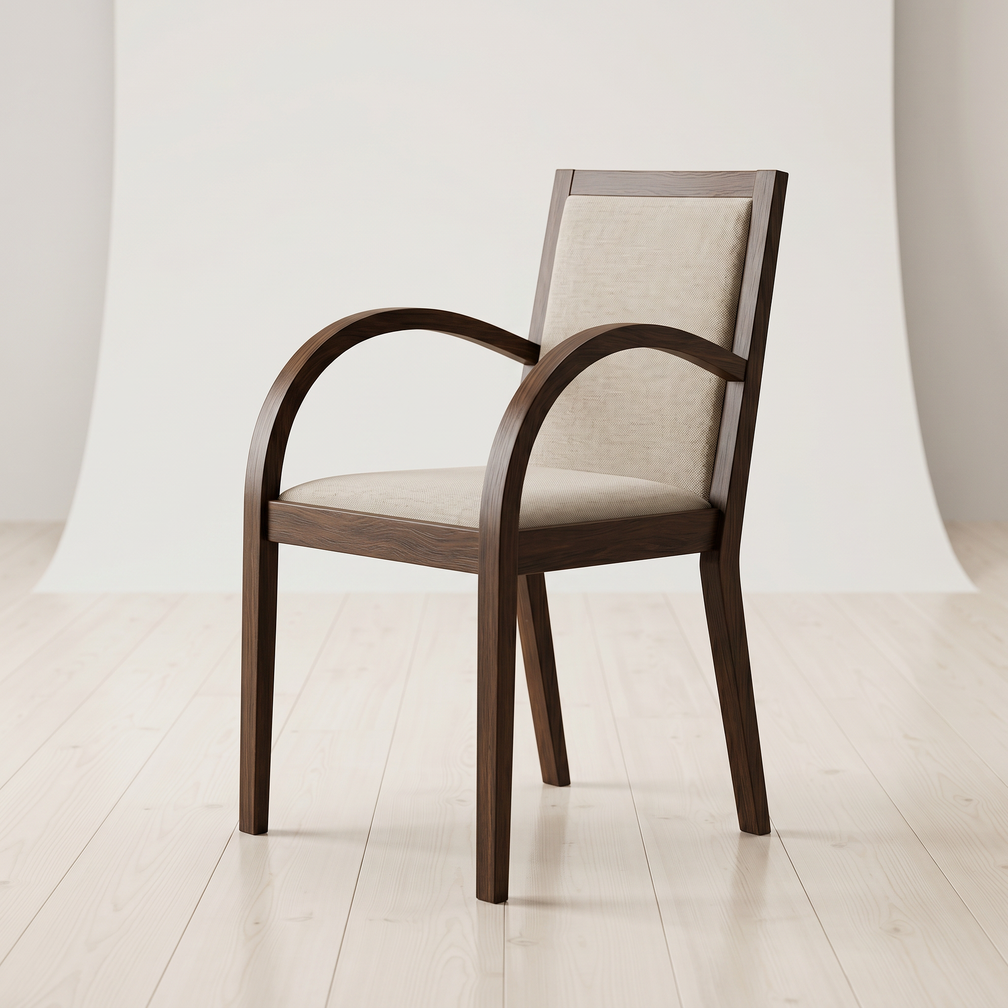 Luna Armchair Wood Textile Beige 2