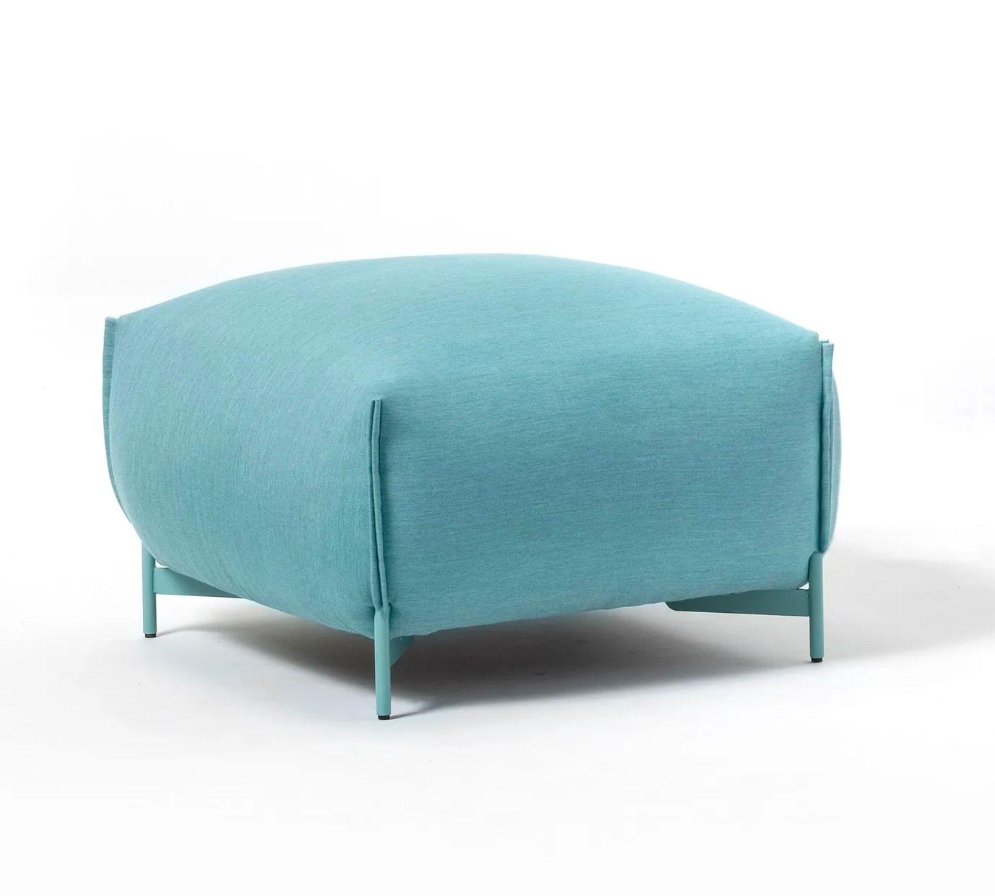 Mochi Pouf Textile Metal Blue 2