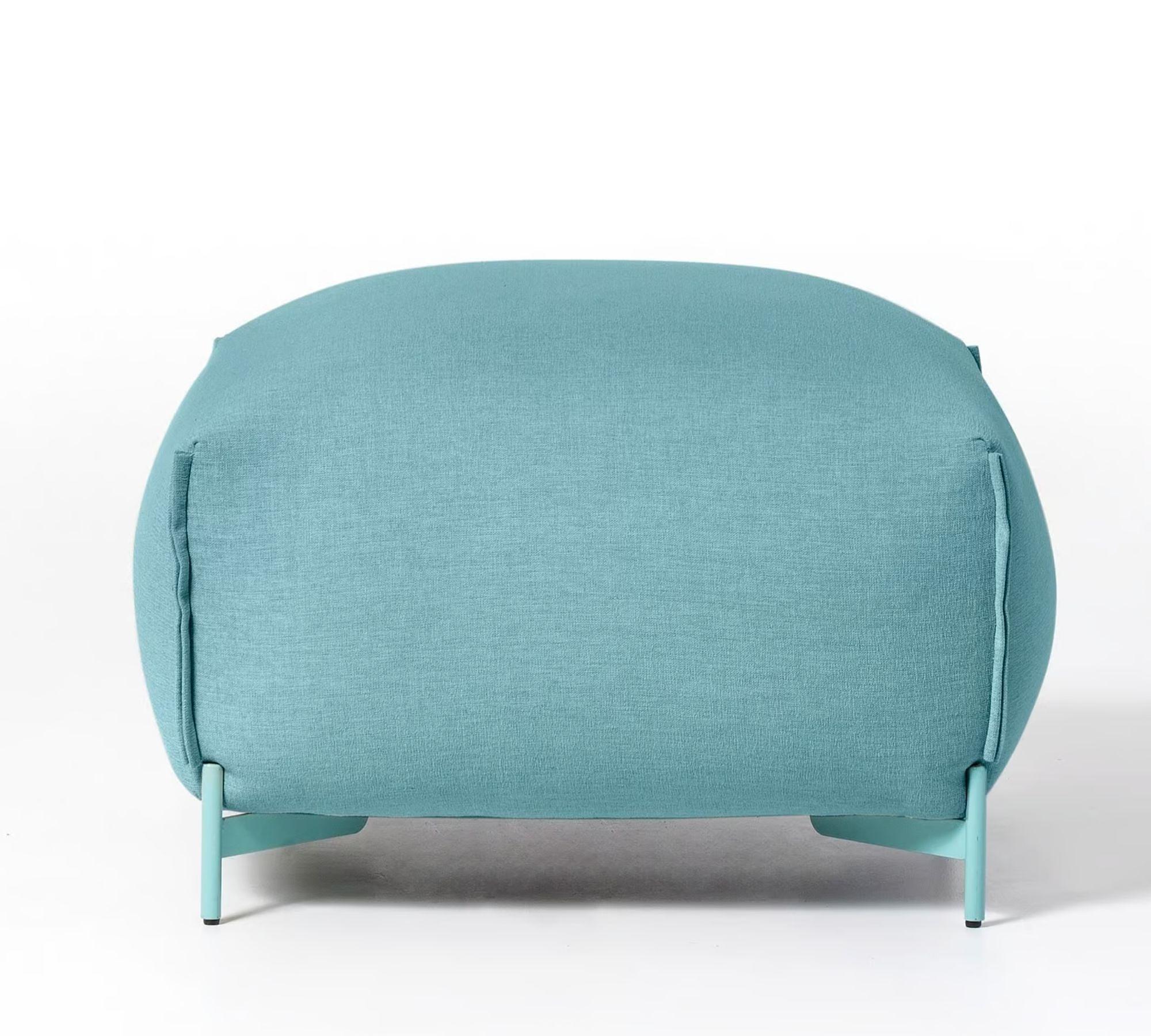Mochi Pouf Textile Metal Blue 3