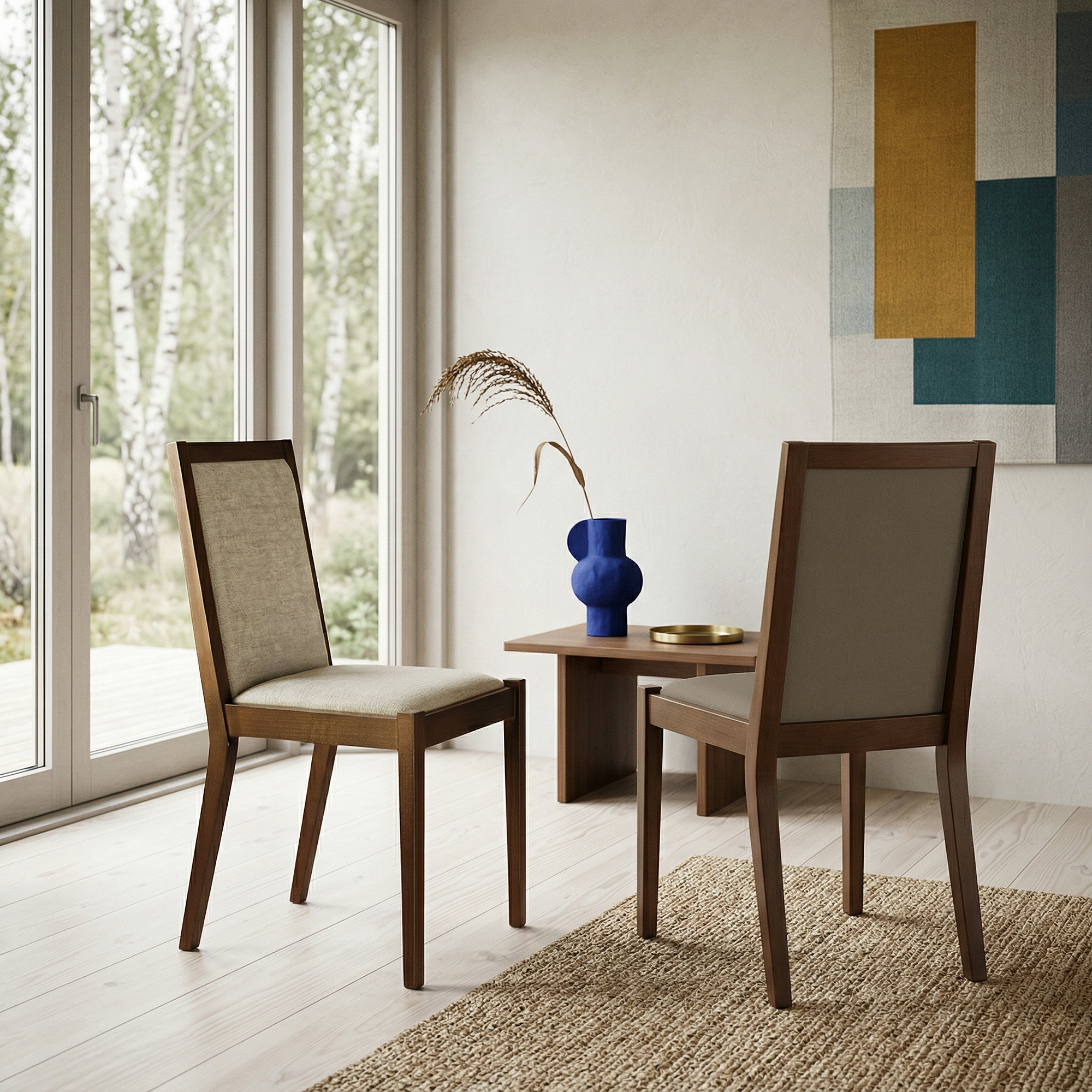 2x Luna Chair Wood Walnut Wood Beige 1