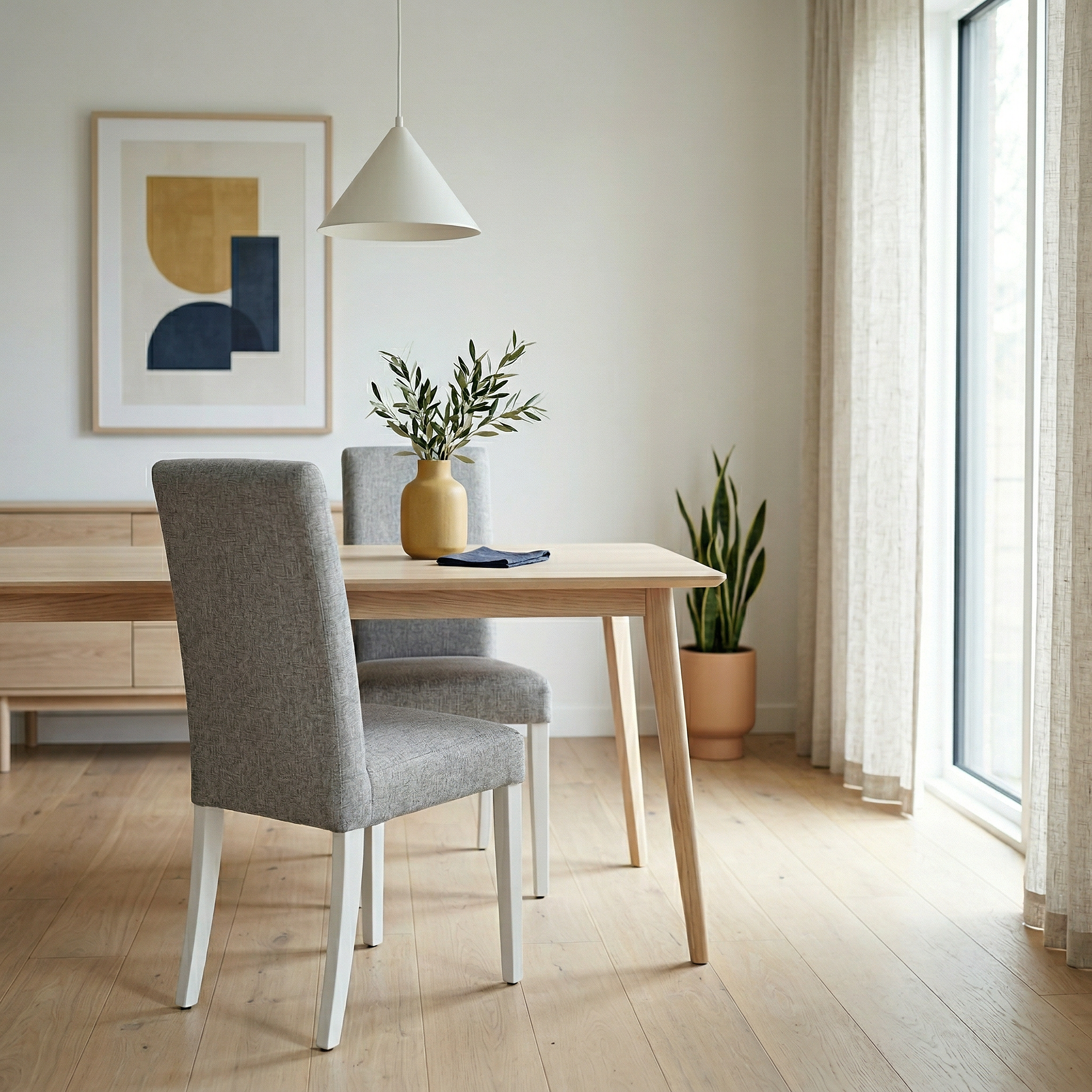 2x Teddy Dining Chair Wood Grey 1