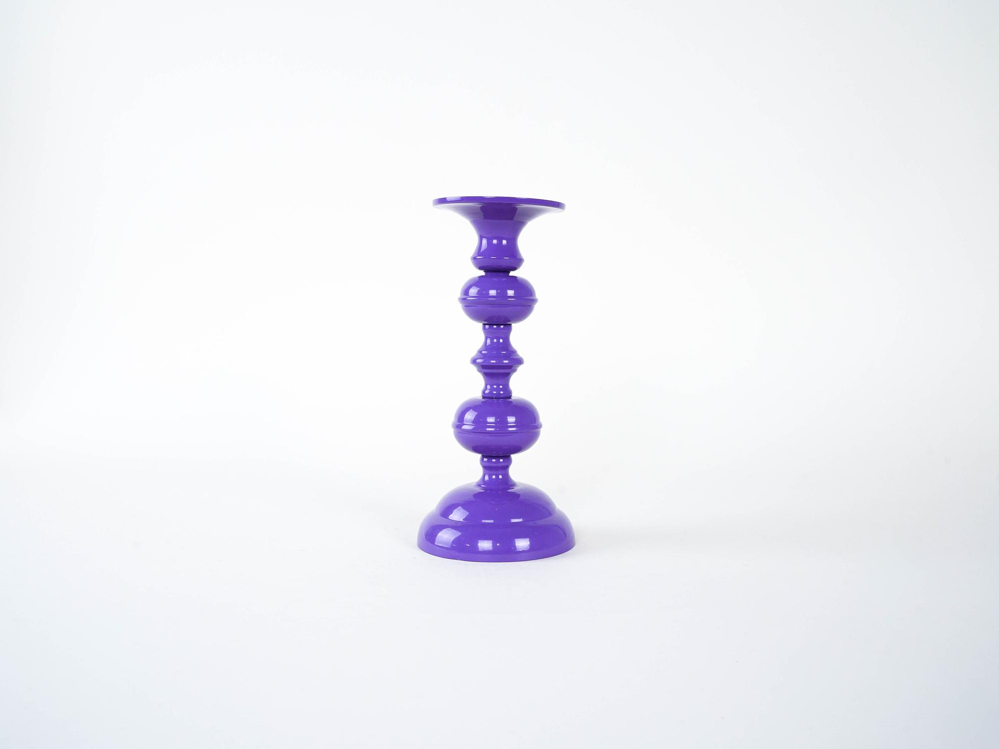 Metall-Kerzenständer 1970er Jahre Lila 1