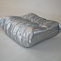 Togo Armchair and Ottoman Set Faux Leather Space Grey 2