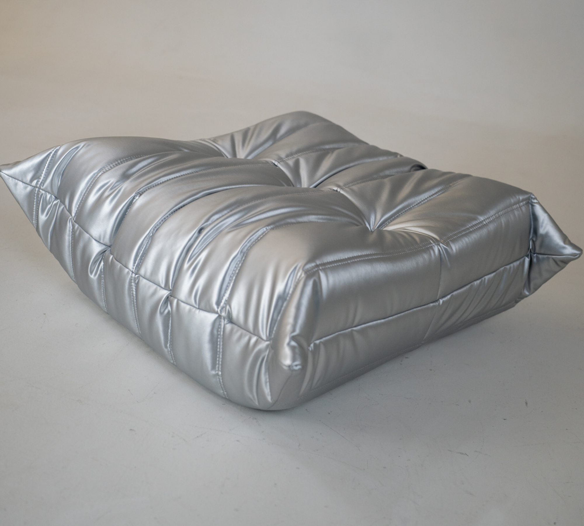 Togo Armchair and Ottoman Set Faux Leather Space Grey 2
