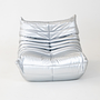 Togo Armchair and Ottoman Set Faux Leather Space Grey 9