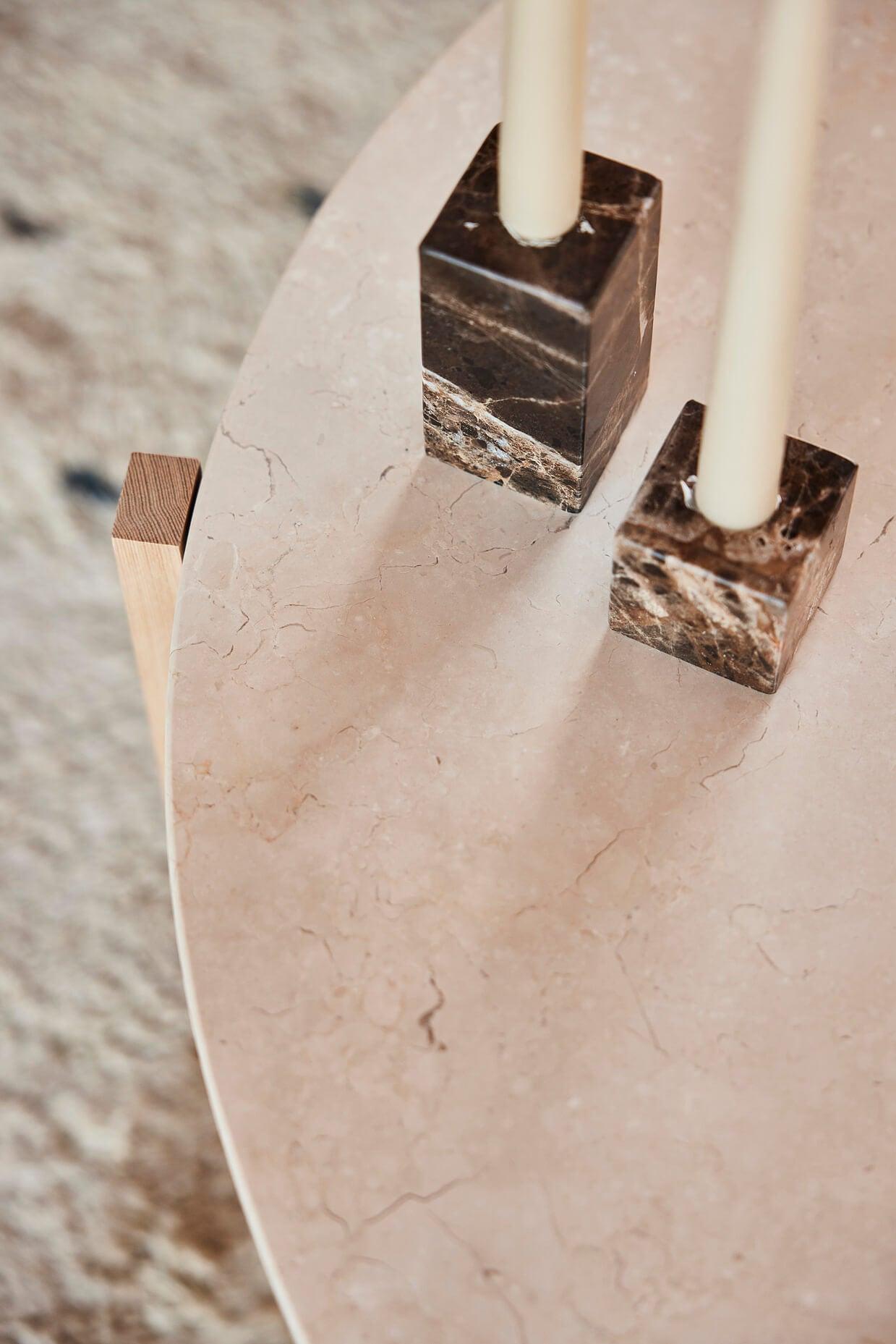 Savi Square Candle Holder Marble Brown 3