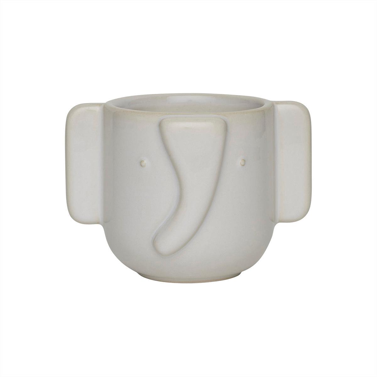 Elefant Topf Stein Creme 0