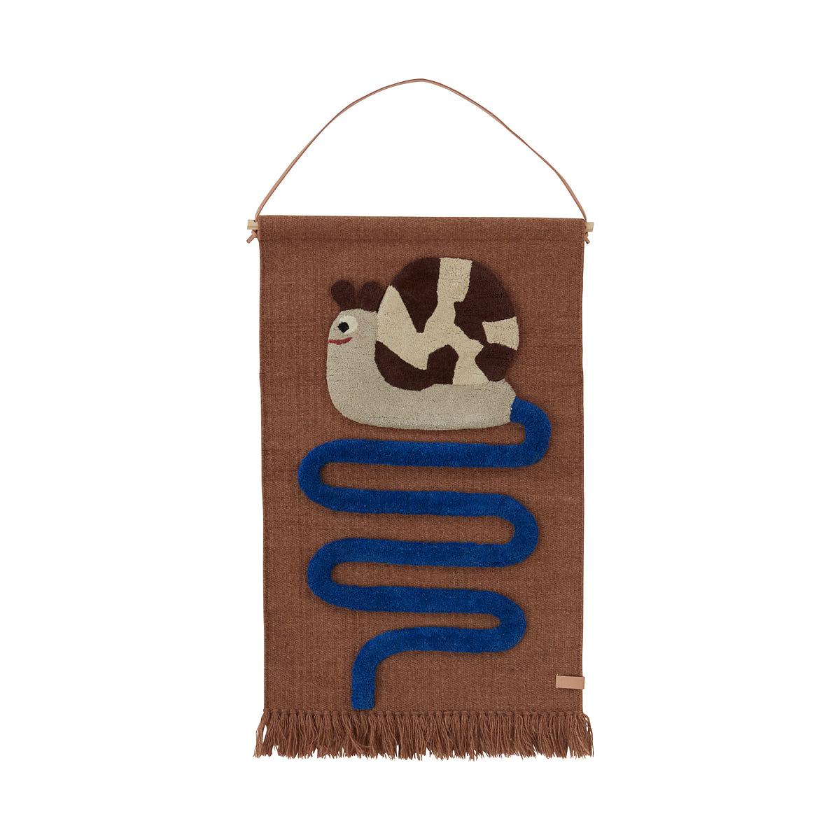 Sally Snail On The Way Wandteppich Wolle Blau 0