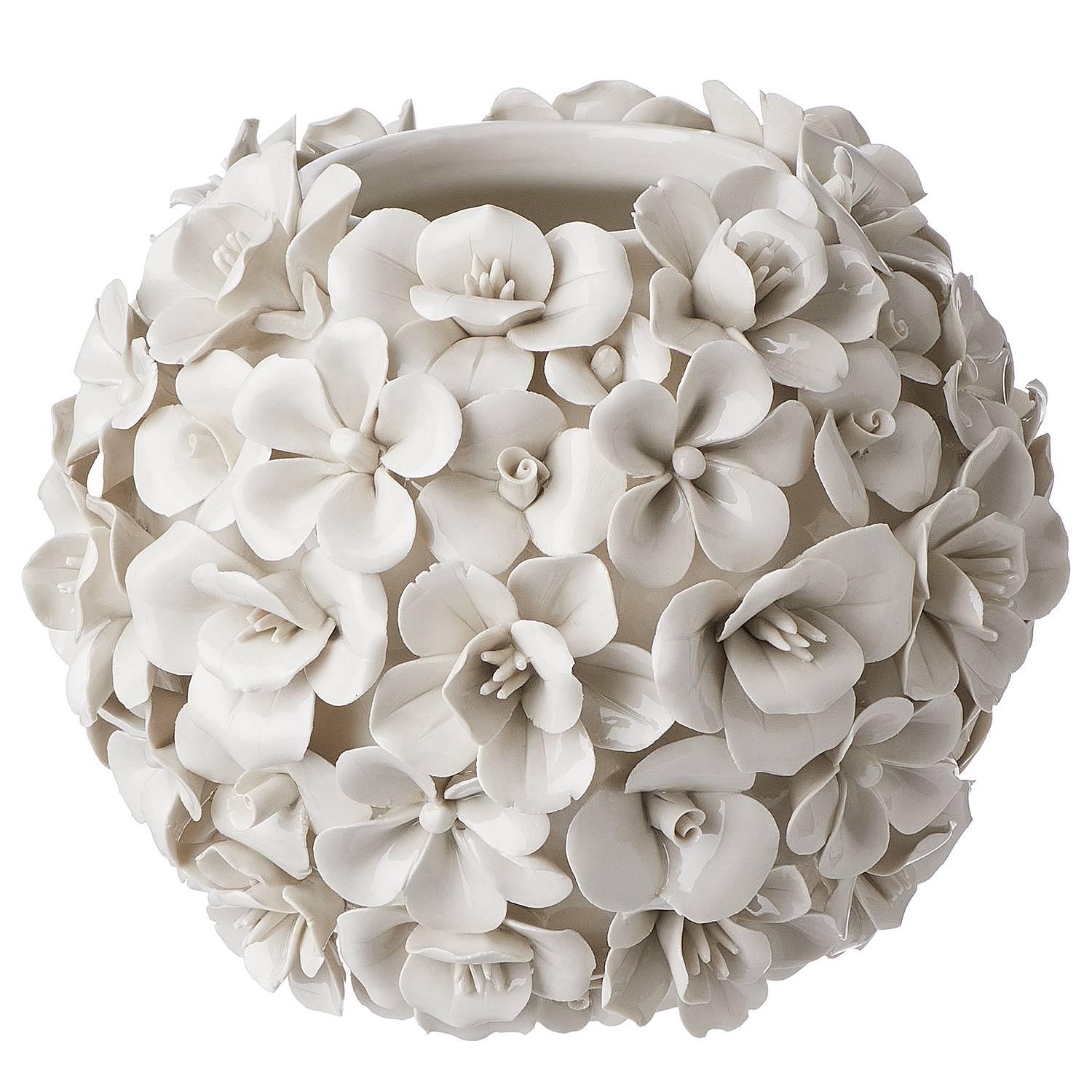 Vase BOUQUET Blumen Steingut Creme 1