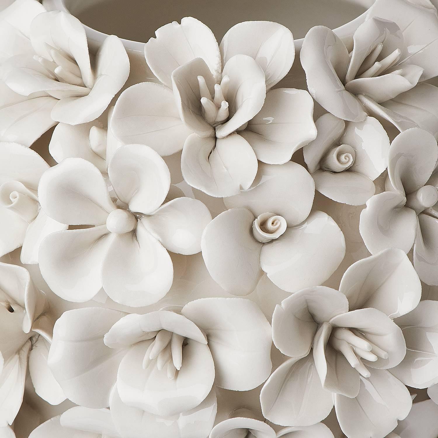 Vase BOUQUET Blumen Steingut Creme 2