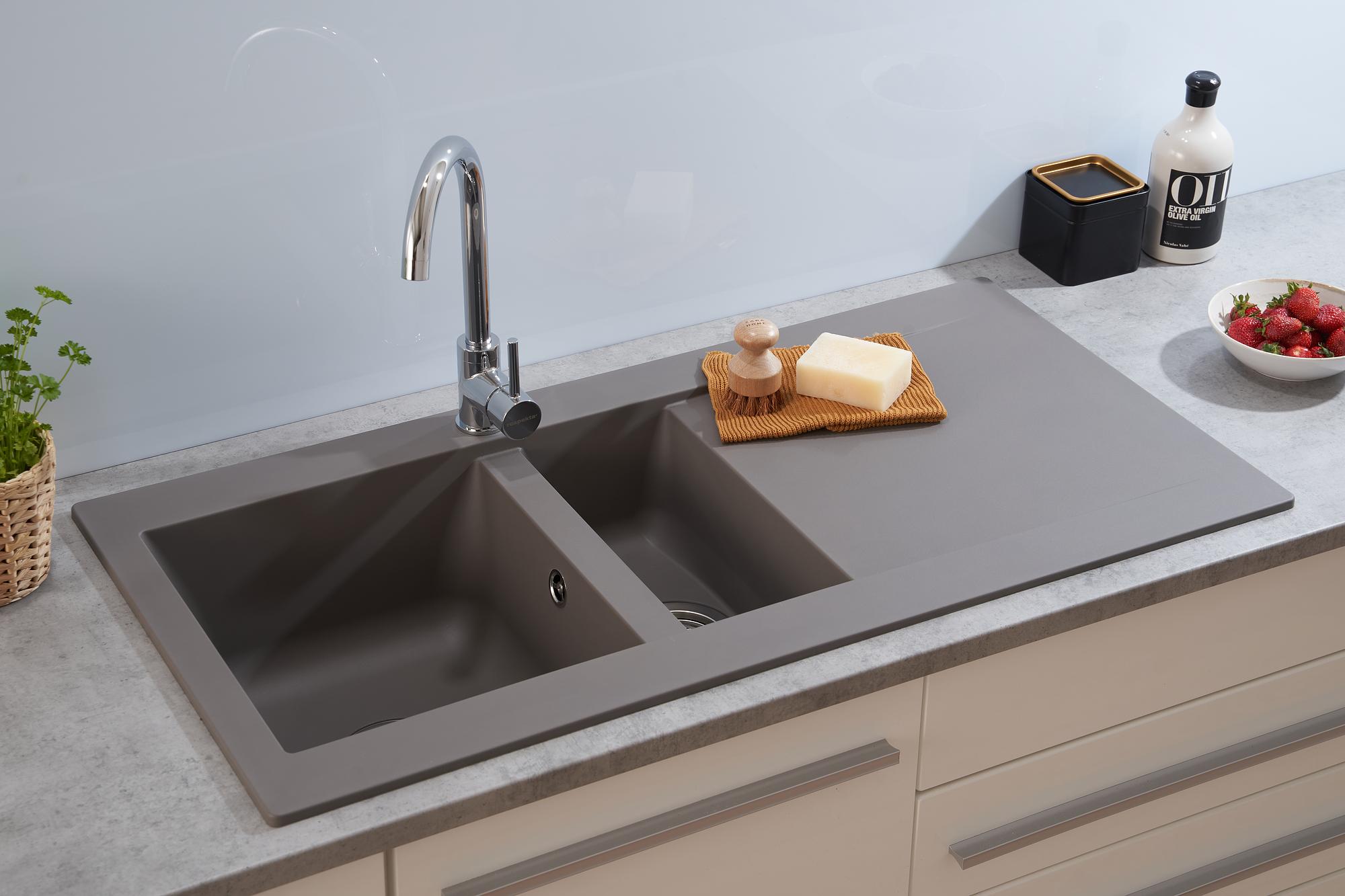 Küchenspüle Denver 2 Becken Grau 4