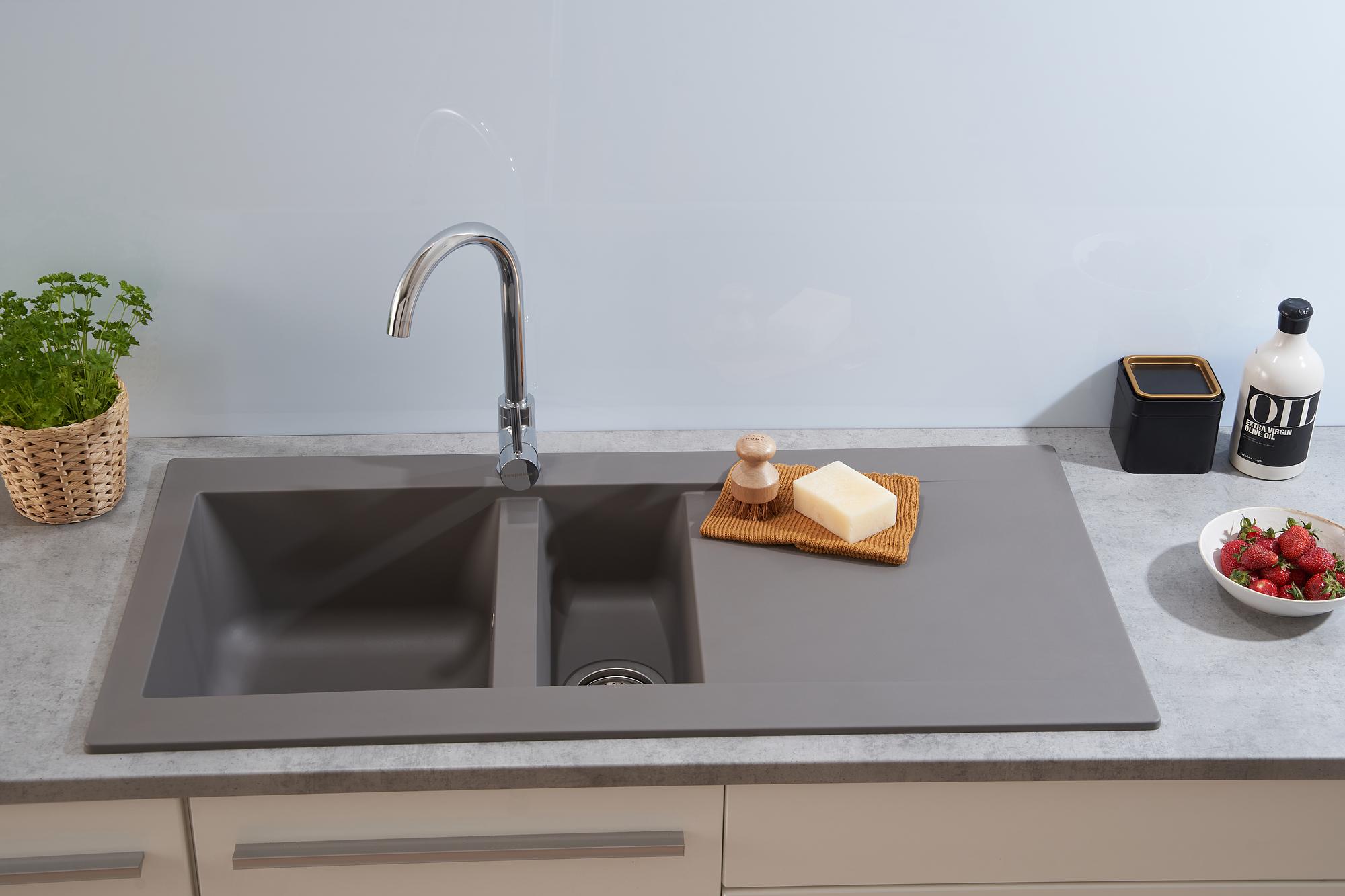 Küchenspüle Denver 2 Becken Grau 2