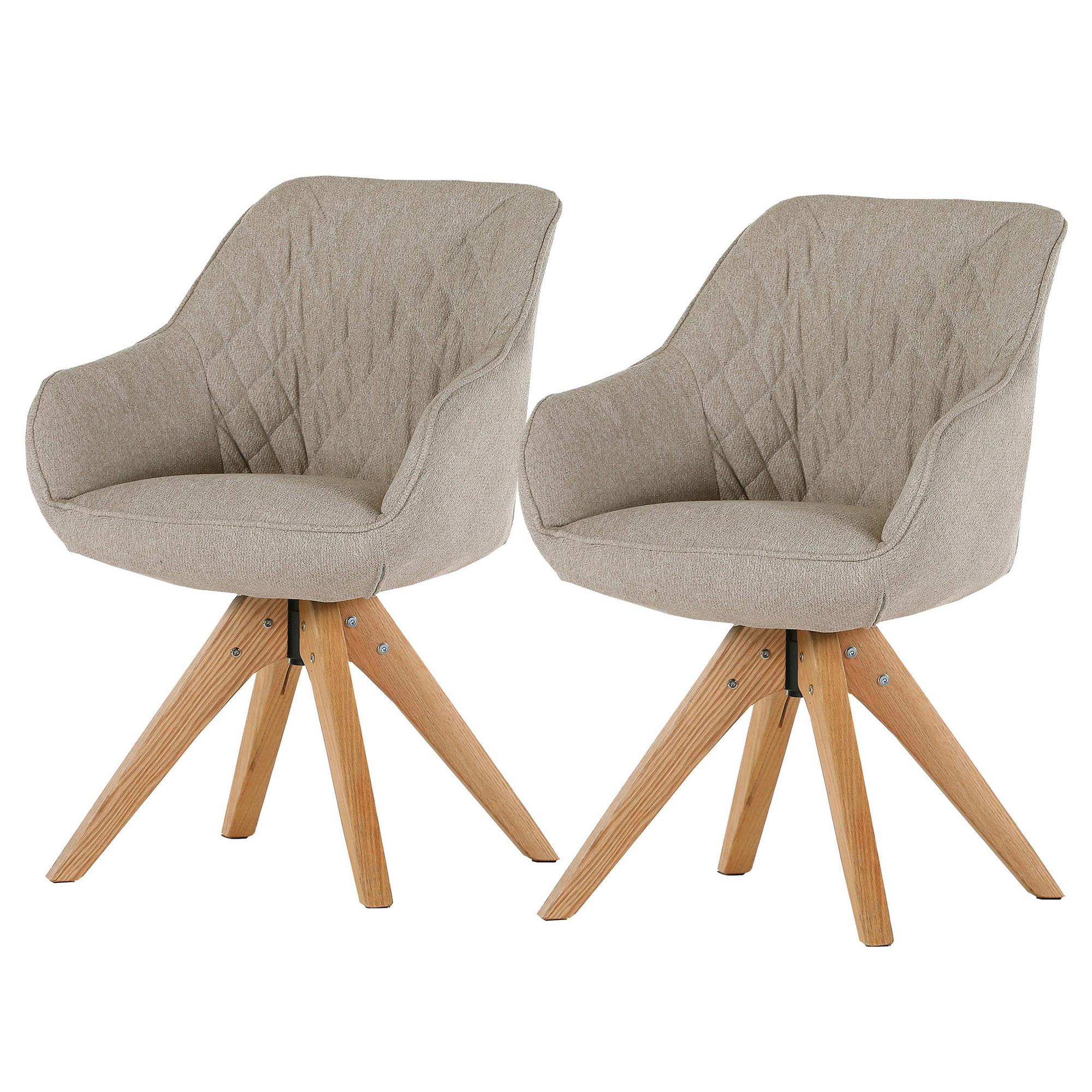 Drehbarer Armlehnenstuhl GUDHI 2er-Set Beige Eiche Natur 1
