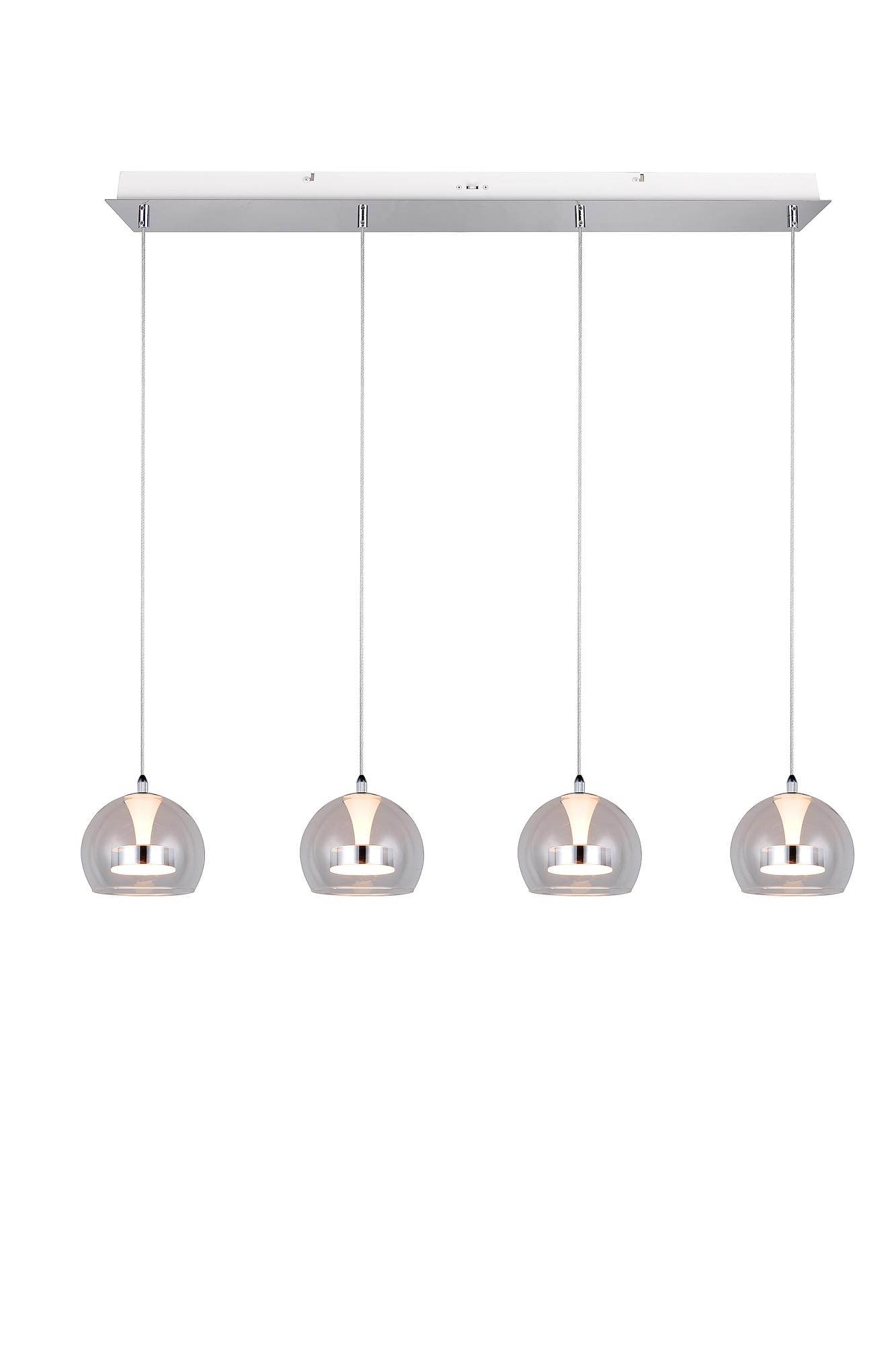 LED-Pendelleuchte Flynt Klarglas / Eisen Flammenanzahl: 4 3