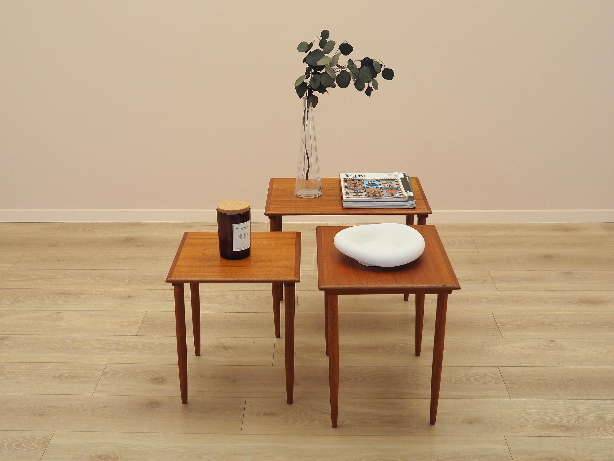 Set of teak side tables 1970s 3