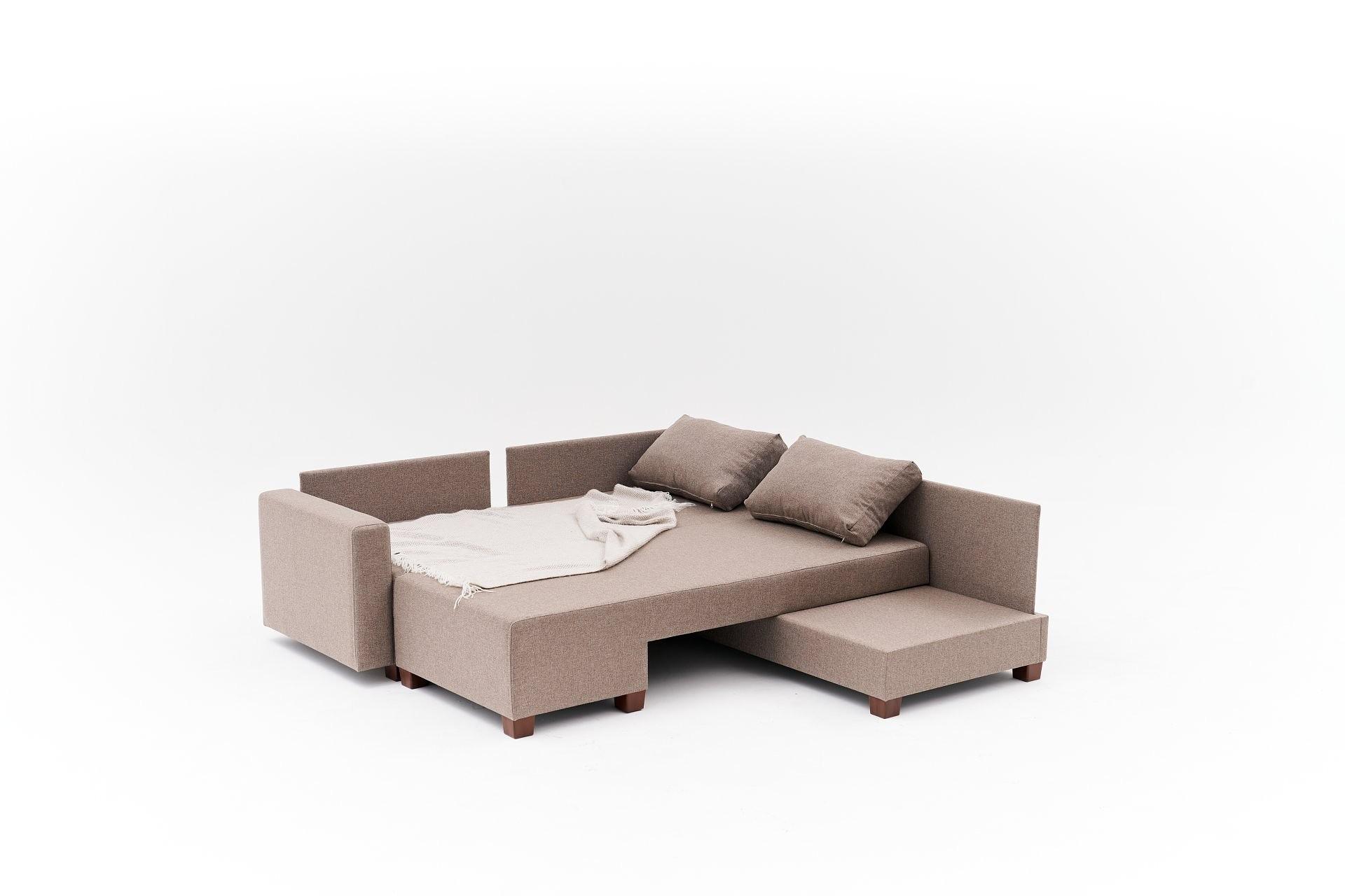 Aly Schlafsofa Récamiere Rechts Baumwolle Braun 8