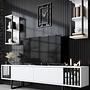 Chrome Line TV cabinet Wood veneer White Black 1